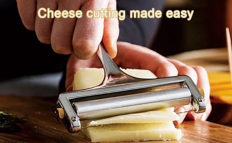 Description Picture 2 of itemCheese Slicer Adjustable Thickness Stainless Steel Wire Cheese Tools for Cheddar Gruyere Raclette Mozzarella Cheese Block