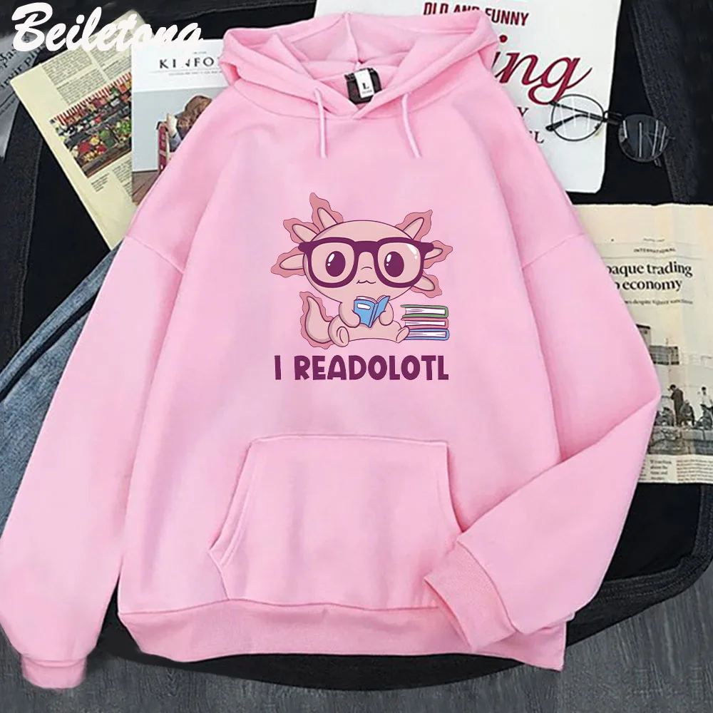 

I Readolotl Axolotl толстовки Kawaii женские весенние/осенние графические свитшоты винтажные Y2k Harajuku толстовки Популярные топы
