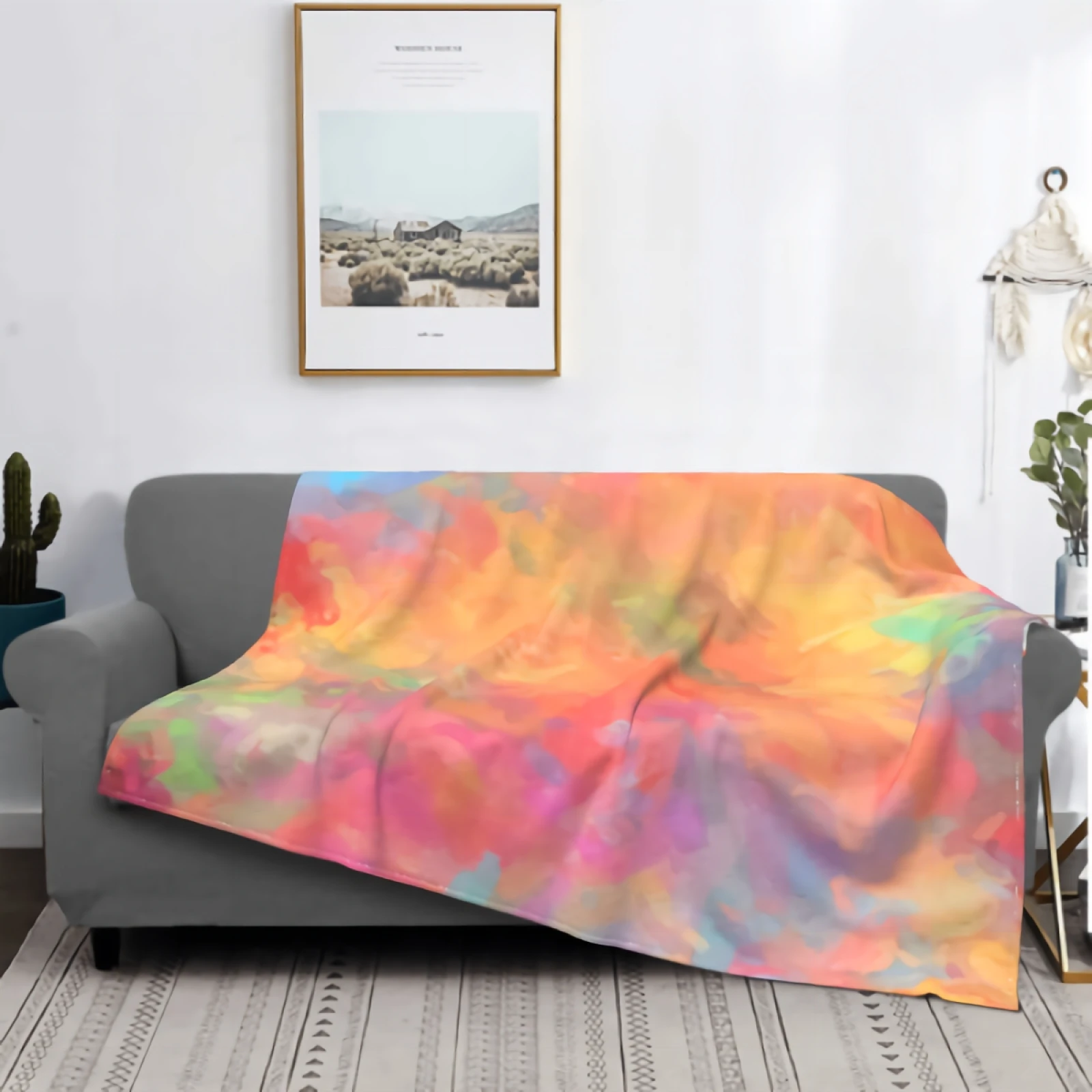 

Watercolor Backdrop Blanket Art Paint Background Blanket Super Soft Cozy Plush Microfiber Fluffy Blanket Lightweight Warm Throws
