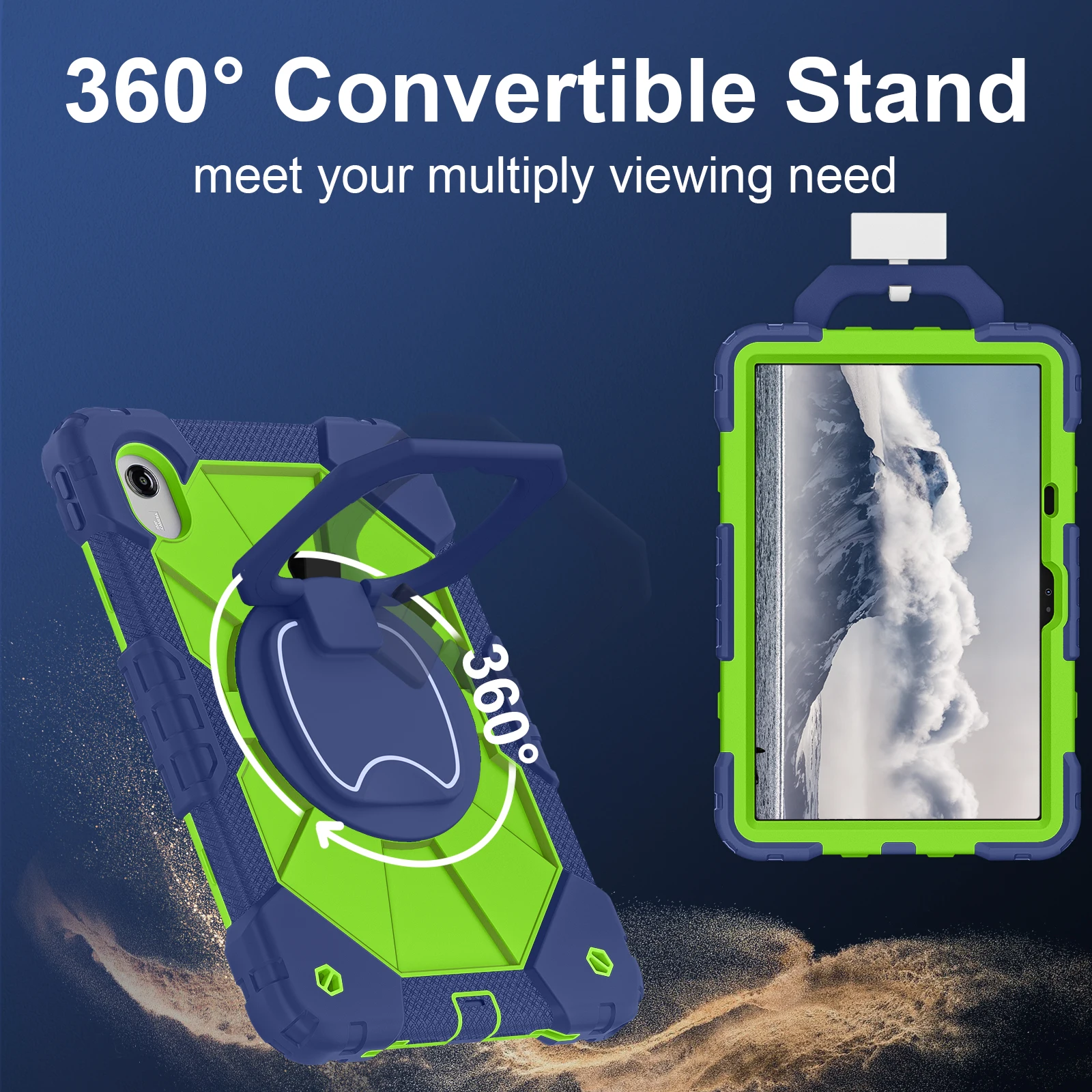 11 Rotating Stand Tablet Cover with Strap - Universal Fit Case