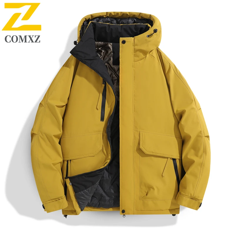 COMXZ Racing Jackets Detachable Hood Warm Waterproof Climbing Camping Men's Windbreaker Jacket Adventure Fleece Warn Outerwear