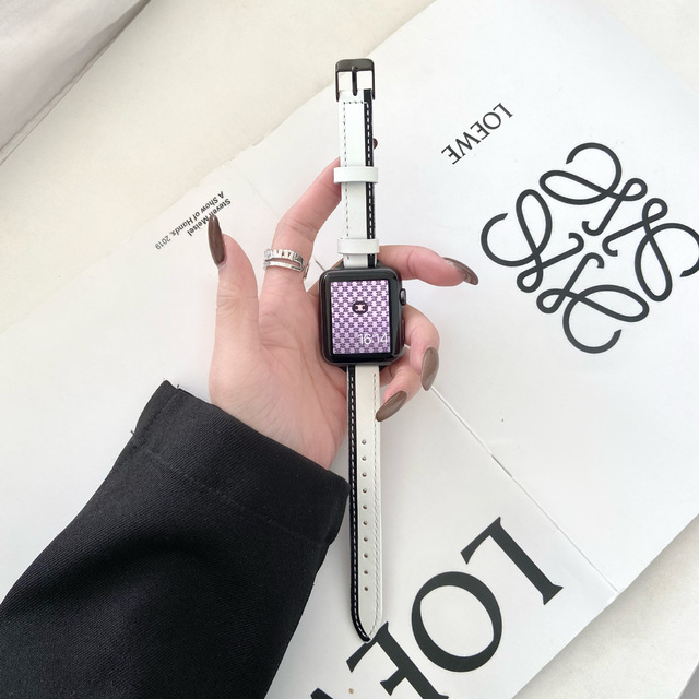 Thin Leather Strap For Apple Watch Band 38mm 42mm 40mm 44mm For iWatch Series Se 3 456 7 41mm 45mm Simple Slim Wristband