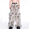 FEWQ 2024 Winter New Men Two-piece Niche Fur Plush Long Sleeved Coats Large Pocket Decoration Casual Trousers Men's Suit 24E5008 5