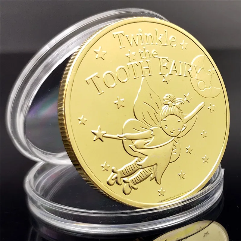 Non-Currency Commemorative Coin for Kids, Tooth Fairy Gold Coin with 24K Gold Plating for Collectors and Gamers Children Gift