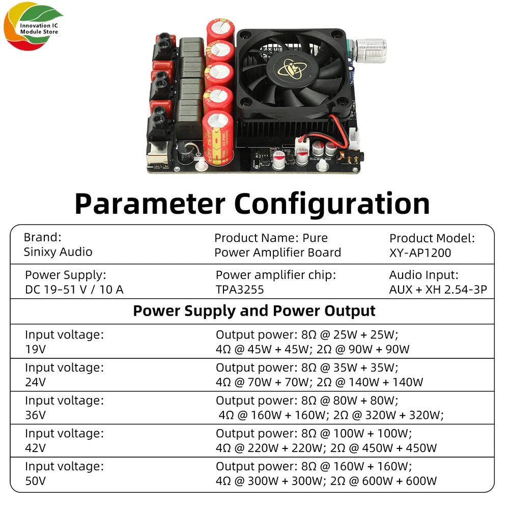 DC 19-51V 10A 1200W 고출력 순수 포스트 스테이지 앰프 600W+600W 듀얼 채널 Tpa3255 순수 포스트 스테이지 회로