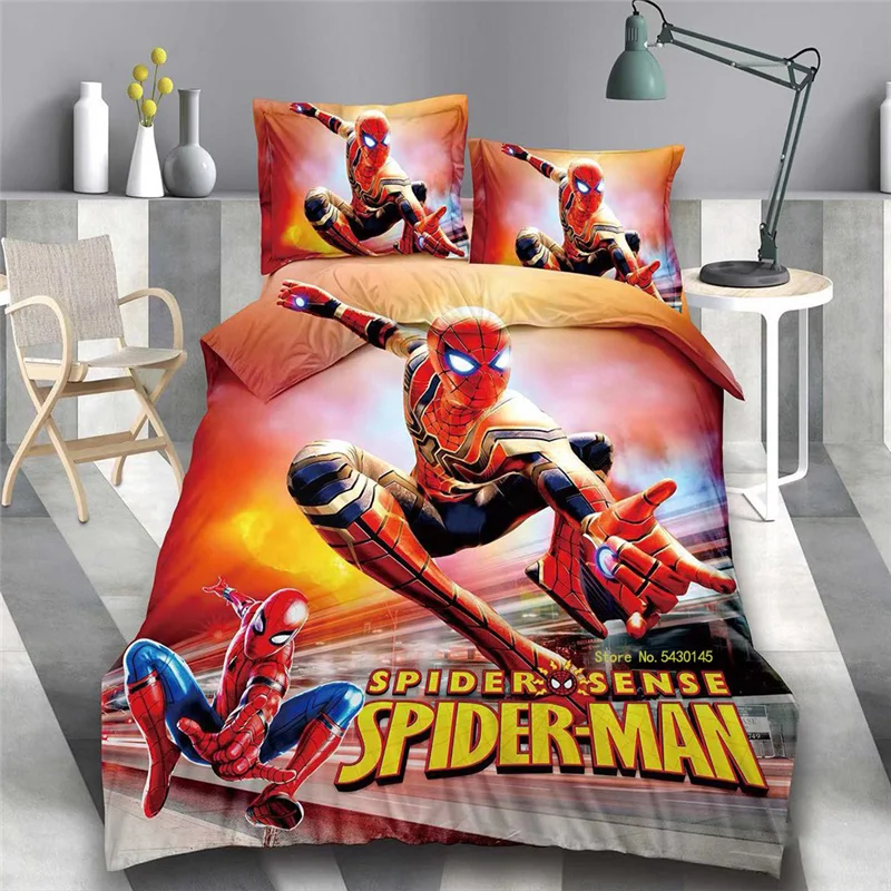 Disney Spiderman Bedding Set Cartoon Boy Single Twin Size Duvet Cover
