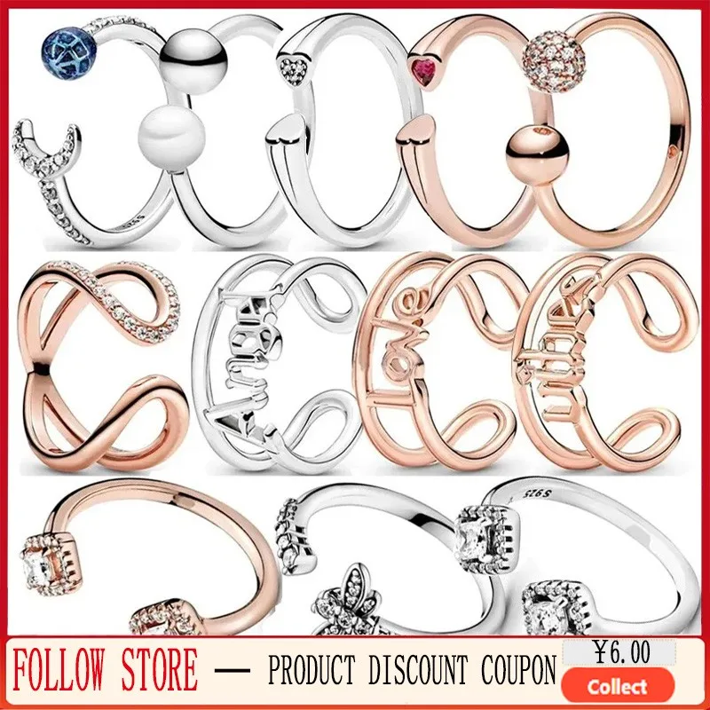 Popular Women's 925 Sterling Silver Shining Open Ring, Eternal Symbol Open Ring, ME Love Open Ring Fashion DIY Charm Jewelry premium flip soap flower jewelry gift box necklace ring earrings jewelry eternal rose birthday valentine s gifts package