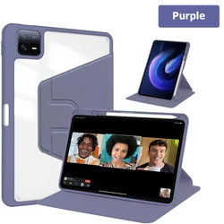 360° Rotating Acrylic Tablet Case with Pencil Holder - Fits 11.2 Tablets for Redmi Pad 2 11 inch (Purple)