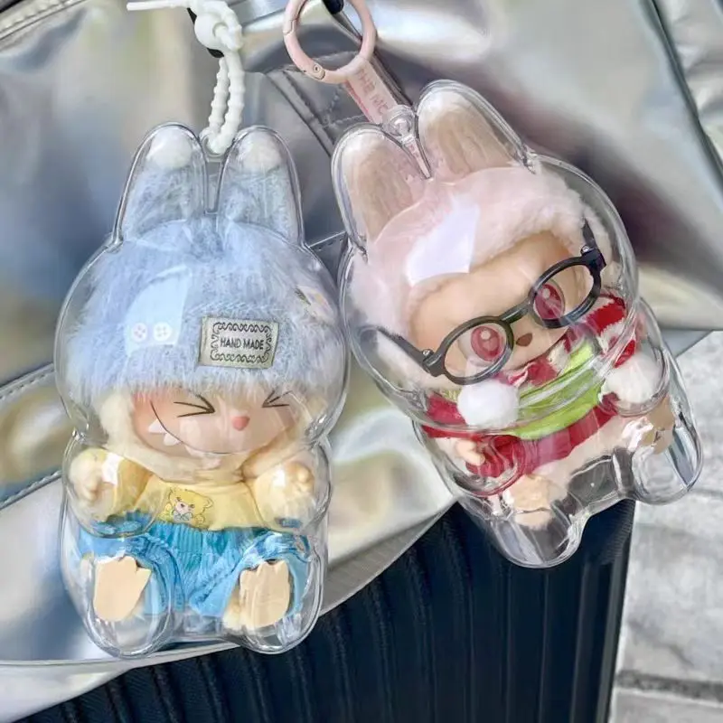 Stuffed Toys Cover Labubu Transparent Protective Cover Cute Elf Plushie Display Bag Mini Portable Storage Box