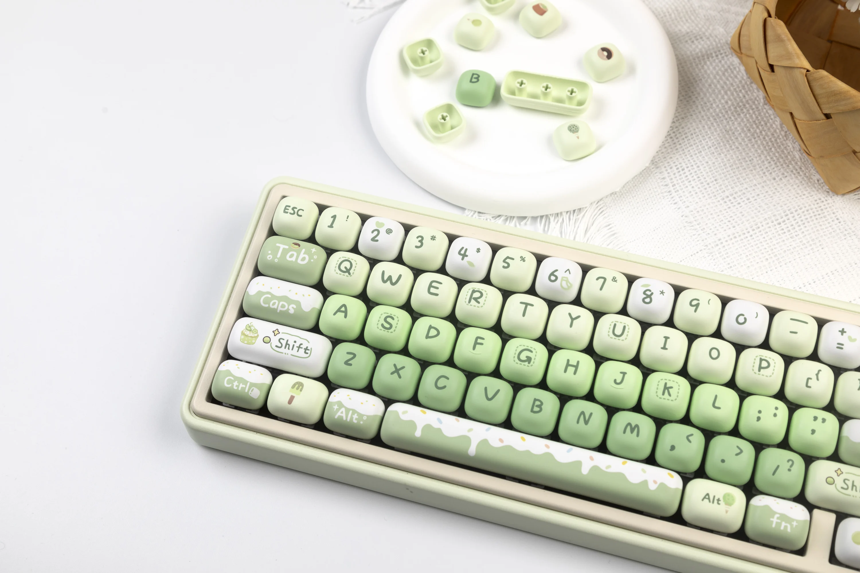 Kawaii Matcha Ice Cream Mog Profile Keycaps (138 Keys)