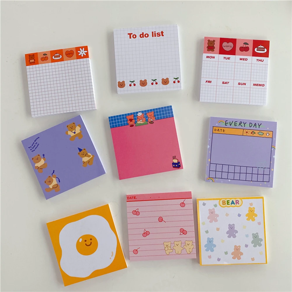 50 Sheets Bear Sticky Notes Cute Memo Pad Notepad Office Leave Message Office Schools Supplies Stationery