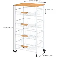 5-Tier Metal Rolling Cart with Wheels - Multi-Purpose Storage for Kitchen/Bathroom/Living Room/Office, White 2