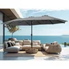 15ft Large Patio Umbrellas with Base, Outdoor Double-Sided Rectangle Market Umbrella for Pool Lawn Garden, Light Gray 2
