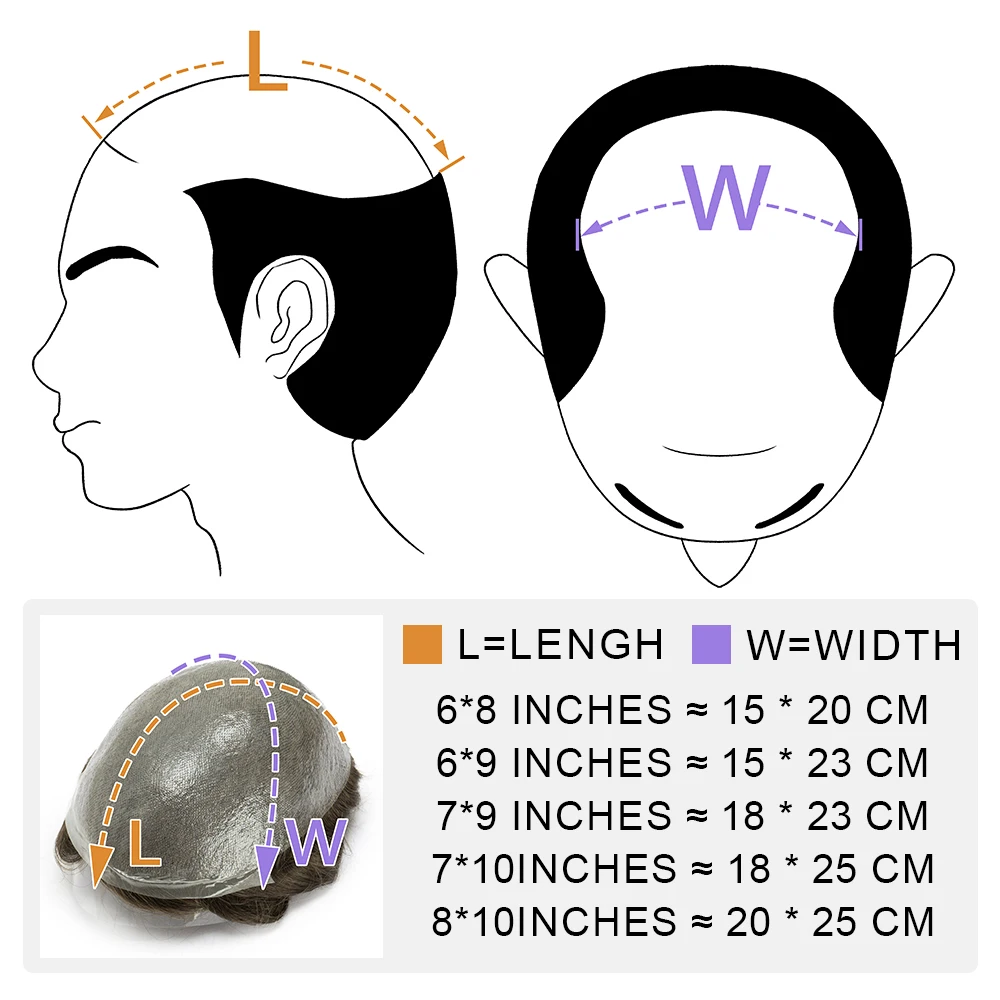Natural Hairline Skin Pu With Knots Human Hair Toupee Men Wig 0.06mm Knot Male Hair Prosthesis Hair Replacement System For Men 6