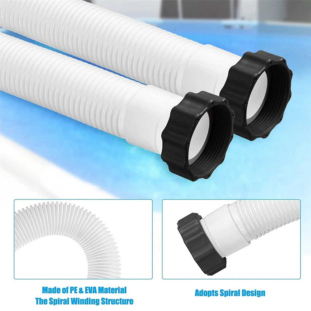 

2 Pcs Pool Pump Replacement Hose 1.5 Inch Diameter 59 Inch Long Pool Filter Pump Hose for INTEX 29060E Filter Pumps