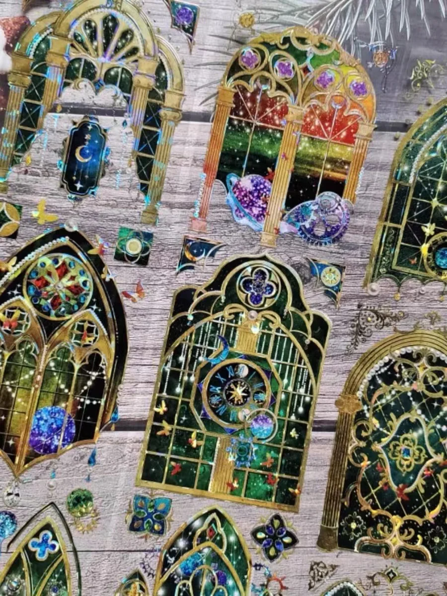 

Vinatge Window Of Night Washi PET Tape for Card Making DIY Scrapbooking Plan Decorative Sticker