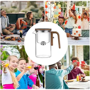 Glass Teapot Water Separation Wooden Handle Glass Tea Kettle With Infuser Detachable Clear Glass Tea Kettle For Tea Brewing 5