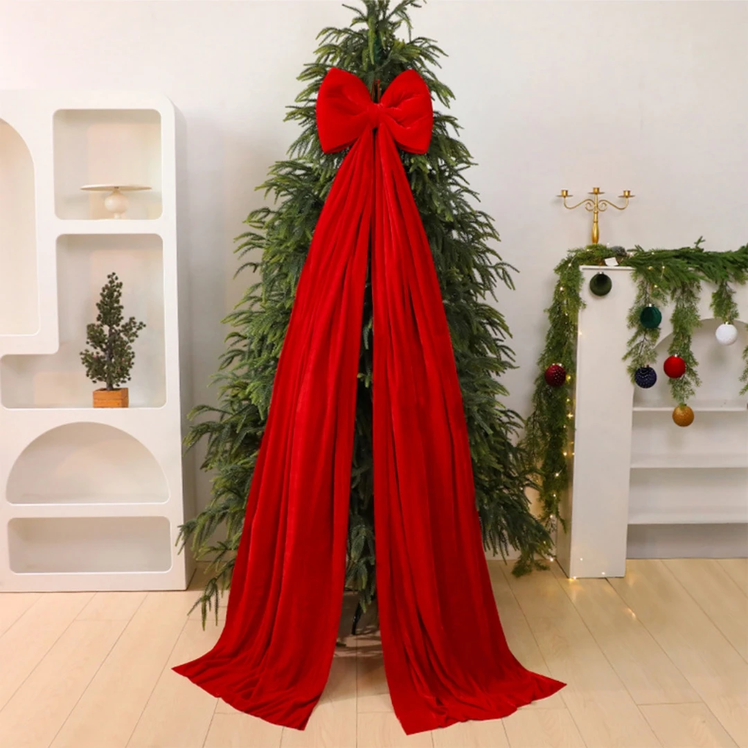 6 Pièces Grand Noeud Rouge En Velours Noeuds De Noël Noeuds Suspendus De Vacances De Noël