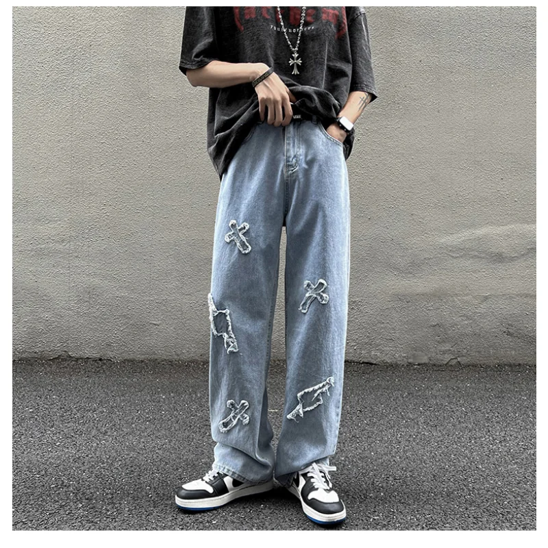 Ins Spring and Autumn Versatile Sports Jeans Ladies Fashion Brand Trend Trousers Loose Solid Casual Straight Pants Women Jeans ins spring and autumn versatile sports jeans ladies fashion brand trend trousers loose solid casual straight pants women jeans