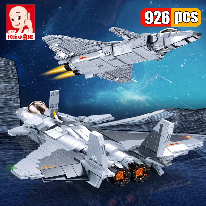 

Sluban 926Pcs Air Force J-20 Stealth Fighter Building Blocks Modern Military War Weapons Bricks Educational Toys For Children