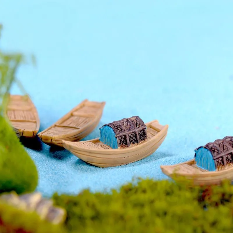 Fairy Garden Accessories Miniature Spring Water Wells Bridge Boat Ornament Statue Figurines Landscape Home Garden Craft Decor