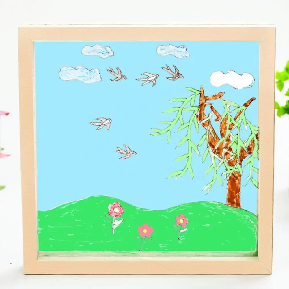 Wood Acrylic Glass Picture Frame Handcraft Transparent DIY Children Craft Painting Frame Studio Album