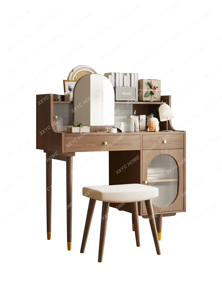 

Dresser Bedroom Makeup Table Simple Modern Small Apartment with Makeup Mirror Dresser Dressing Stool Storage Cabinet