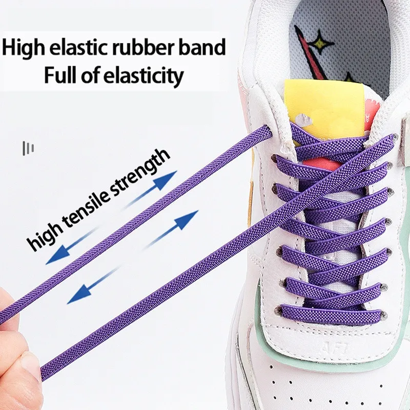 24 Colors Flat No-Tie Shoelaces with Diamond Lock Elastic Lazy Shoe Laces for Men And Women Sneaker Lace Accessories