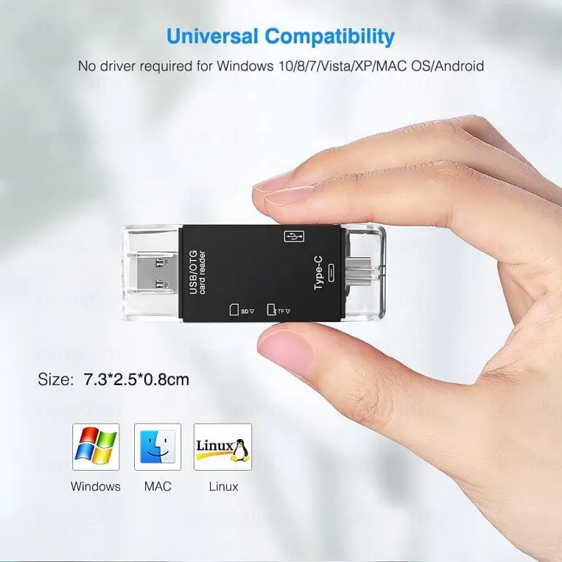 5 in 1/ 6 in 1 Multifunction USB 2.0 Type C/USB /Micro USB/TF/SD Smart Memory Card Reader OTG Flash Drive Card Reader Adapter