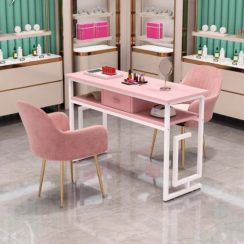 Table et chaises de salon de manucure minimalistes, tables à ongles  modernes, ensemble de luxe léger, meubles de manucure double, YX -  AliExpress