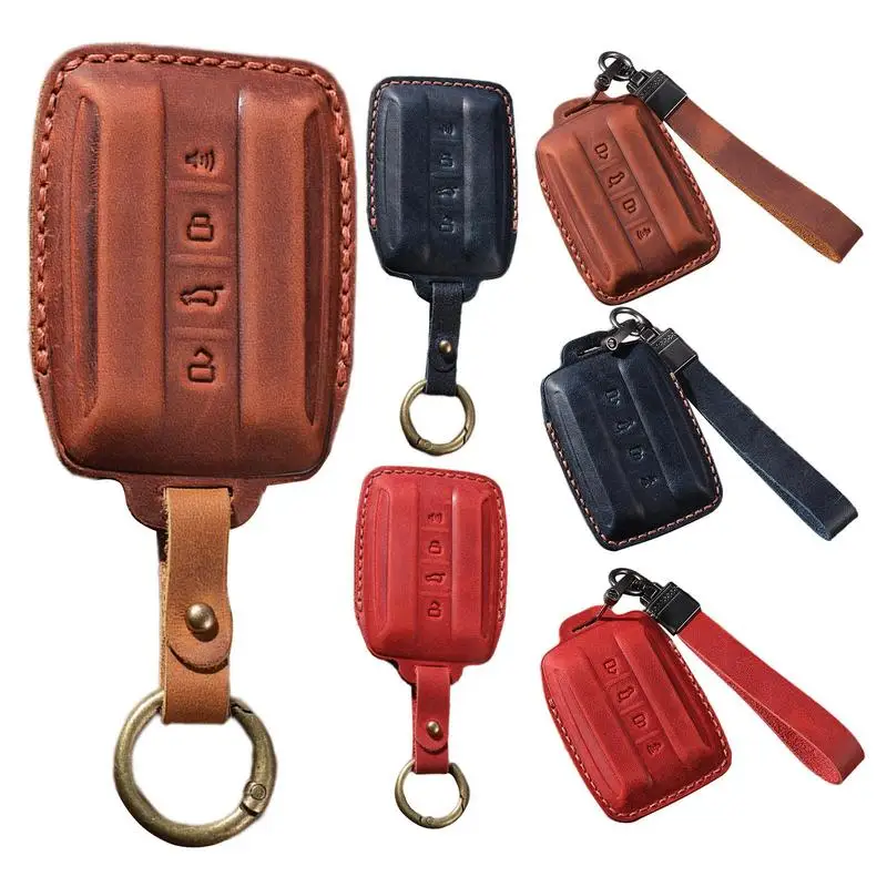 

Key Fob Case Car Key Leather Key Fob Shell Case Shell with Keychain Car Keys Protector Car Key Case For cars Trucks SUVS