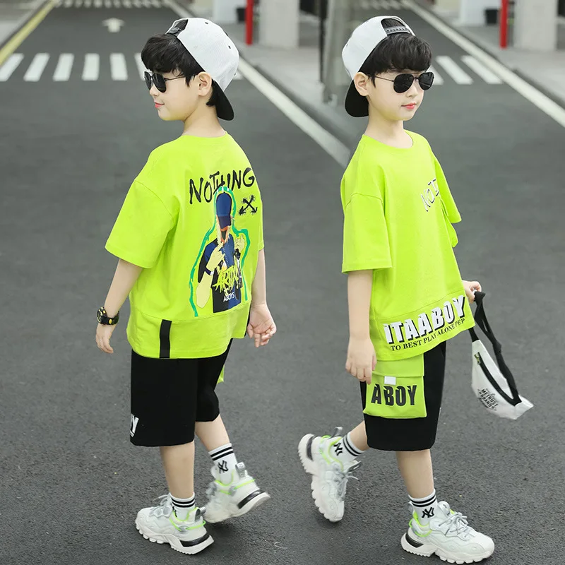 Boys Clothing Sets Summer Boys Clothes Casual Outfit T-shirt + Pants Kids Tracksuit Teen Children Clothing Suit 6 8 9 10 12 Year - 6
