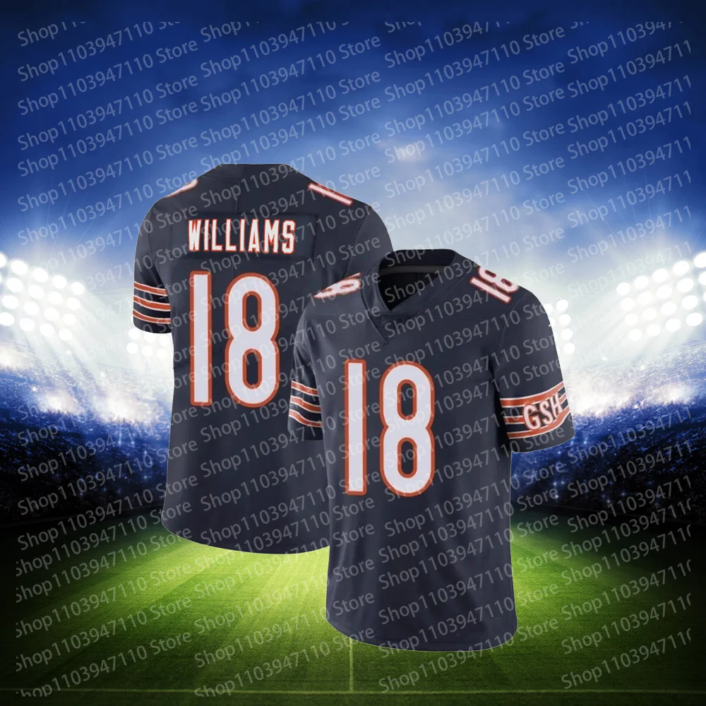 t shirts men sports tops 24/25 Summer Men T-shirt Rugby Jersey Chicago Bears No.18 Quick Drying Women Men T-Shirt Adult/ KID Jerseys Kit Top