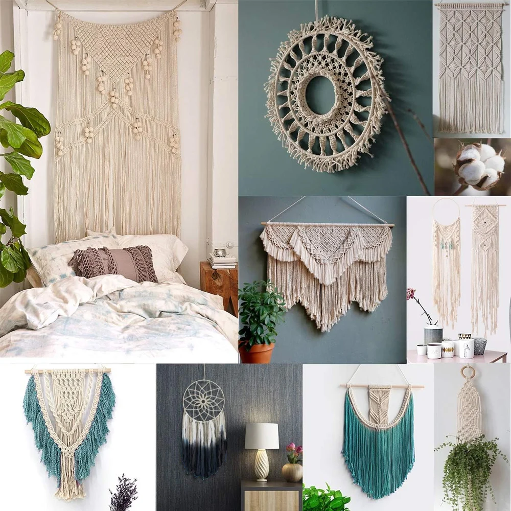 Description Picture 5 of item1 Roll 2mmx100m Macrame Cord Colorful Colorfast Soft Twisted Cotton Rope Macrame Yarn for Knitting Cotton Thread