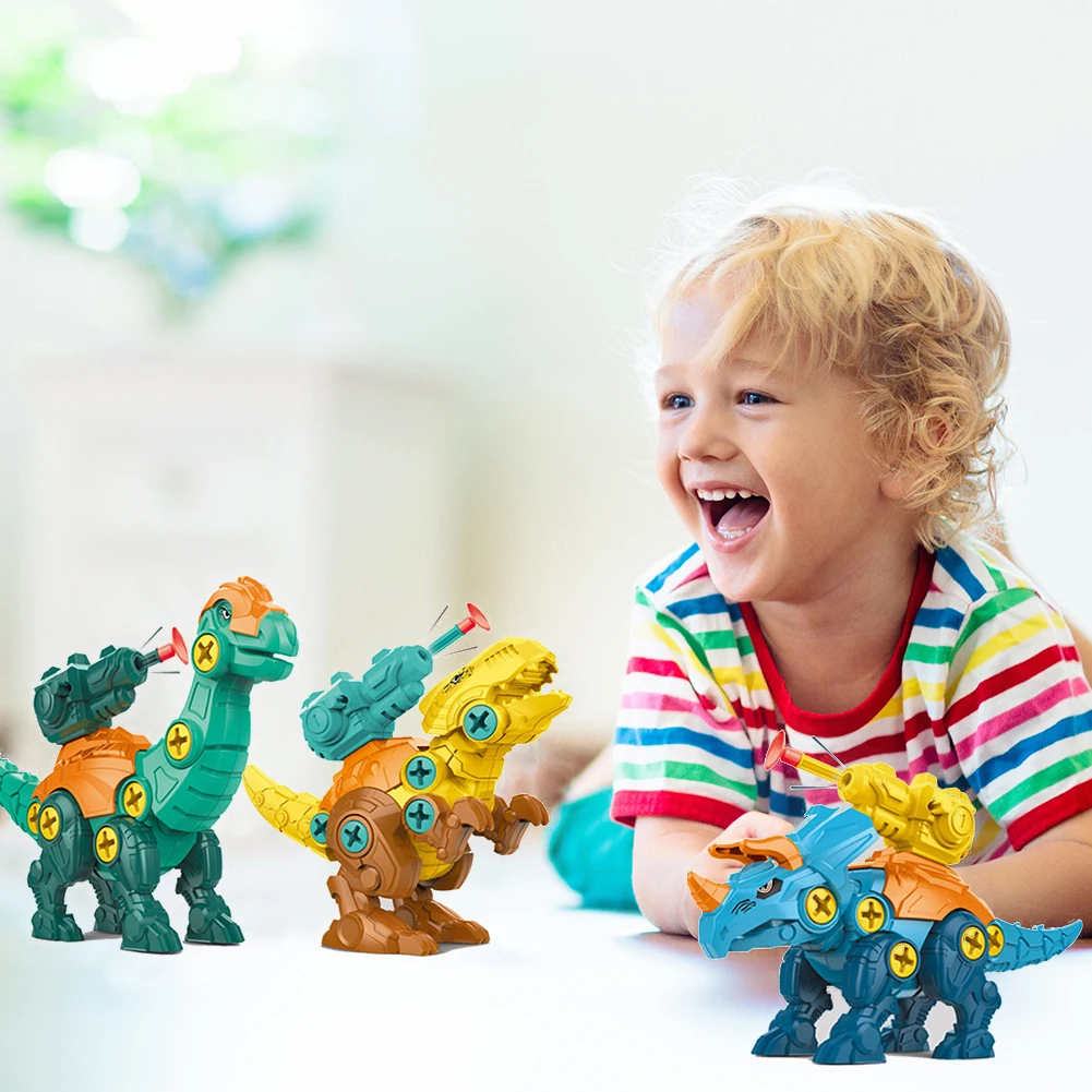 DIY Disassembly Assembly Dinosaur Toy Set for Children Kids Gift Screw Nut Combination Assembling Dinosaur Model Educational Toy 4
