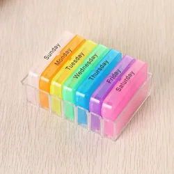 Colorful Weekly Pill Organizer with 7 - Day 28 - Compartment Design and Braille Labels for Secure Health Storage (28 Grids)