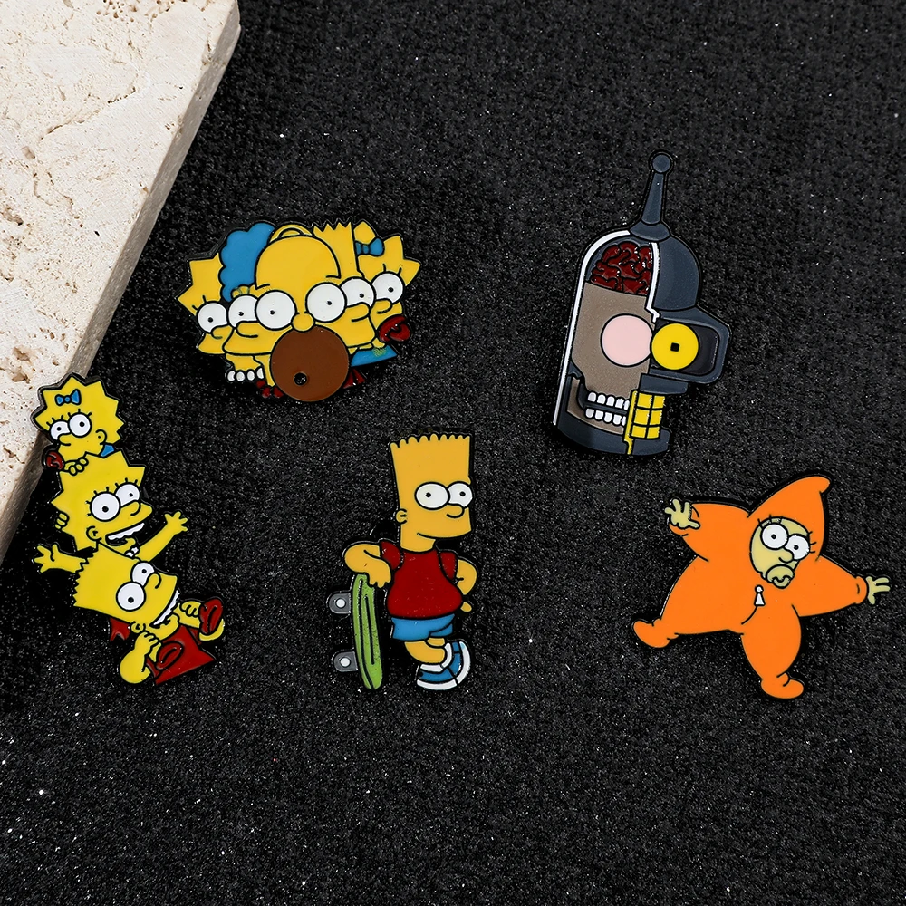 Disney Comedy Anime Tv Homer Simpson Serie Spille Smaltate Spilla Distintivi Risvolto Cartone Animato Gioielli Divertenti Regalo Per Bambini Amici