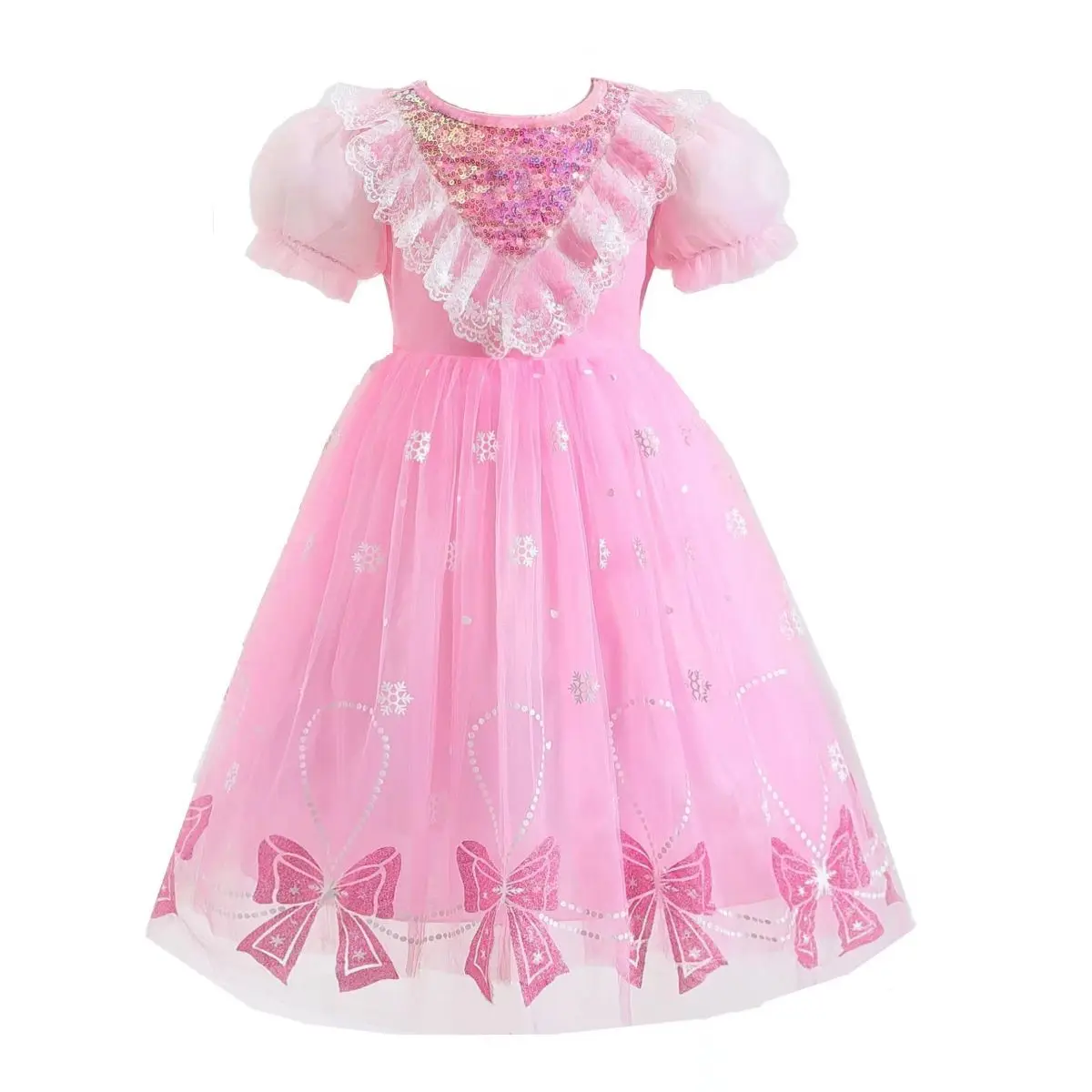 

Girls Summer Princess Dresses Children's Short Sleeves Fluffy Mesh Dress Kids Clothing Classic Kids Dresses for Girls 7 12 Years