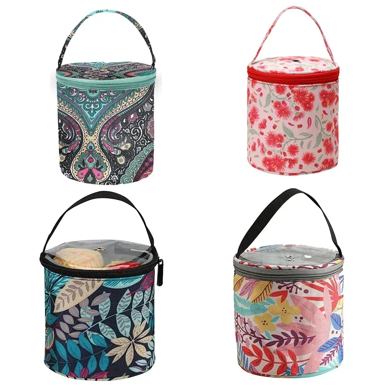 Portable Round Yarn Storage Bags Knitting Wool Organizer Crochet Sewing Needles Handbag Weave Tools Accessories Barrels