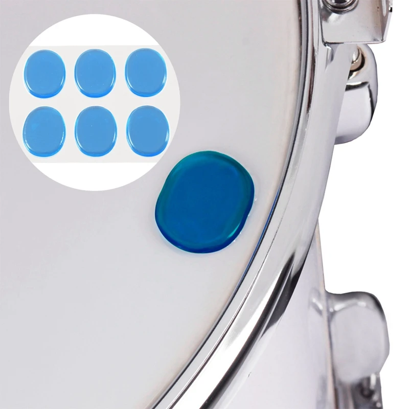 18Pcs Snare Drum Mute Pad Drum Damper Gel Pads Snare Tom Drum Muffler Mute Transparent Percussion(Blue)