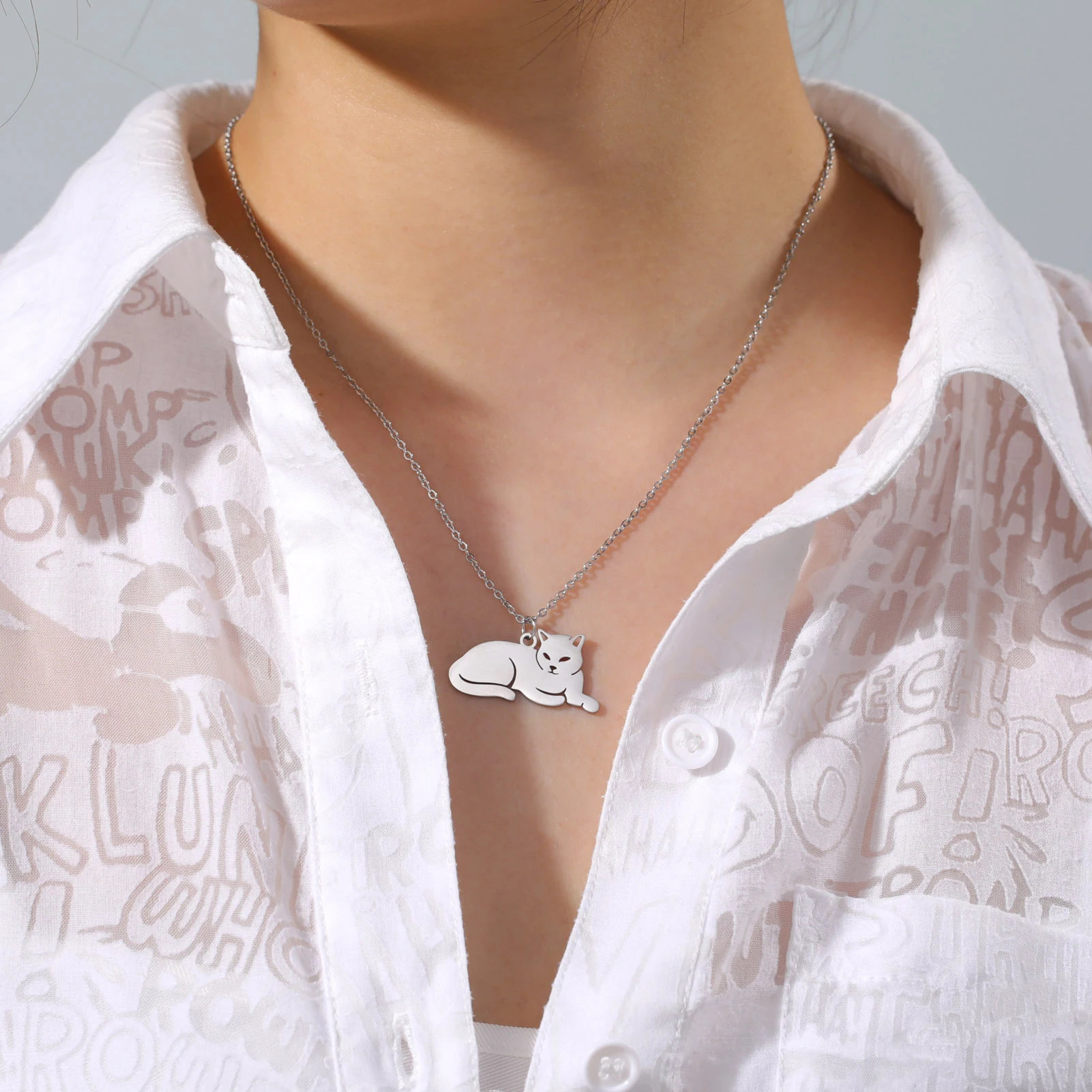 Stainless Steel Necklace For Women Girl Cat Necklace Jewelry - PeticaDeals