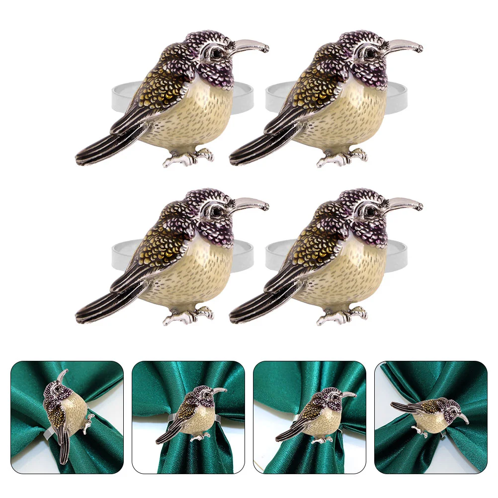 

4 Pcs Napkin Ring Bird Shaped Buckles Wedding Party Rings Ornaments Vintage Dining Decors