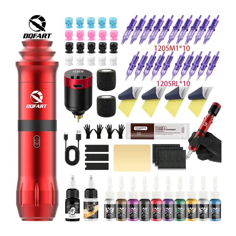 DQFART Tattoo Kit Wireless Unibody Tattoo Machine Kit With