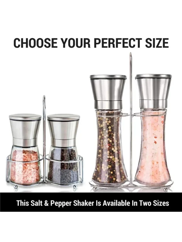 Description Picture 5 of item180/200ML Pepper Grinder Glass Stainless Steel Spice Bottle Salt Pepper Mill Manual Spice Grinder Mill Home Kitchen Supplies