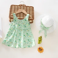 Summer 2-Piece Baby Dress+Sun Hat Bow Strap Floral Baby Girl Dress Soft And Comfortable Children'S Clothing 6