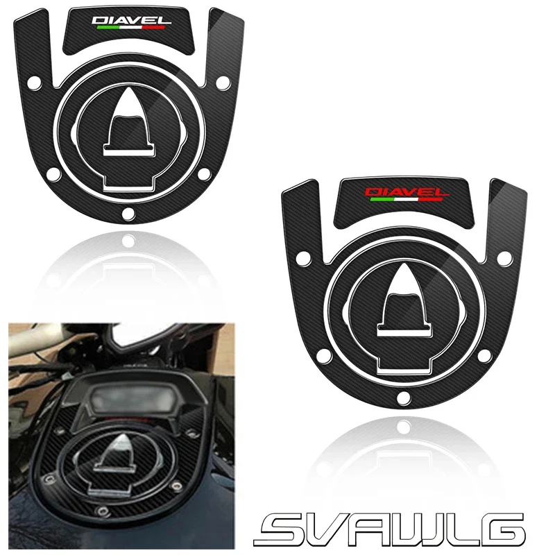 Per Ducati Diavel 3D Carbon-Look Moto Gas Cap Sticker Tank Pad Protector