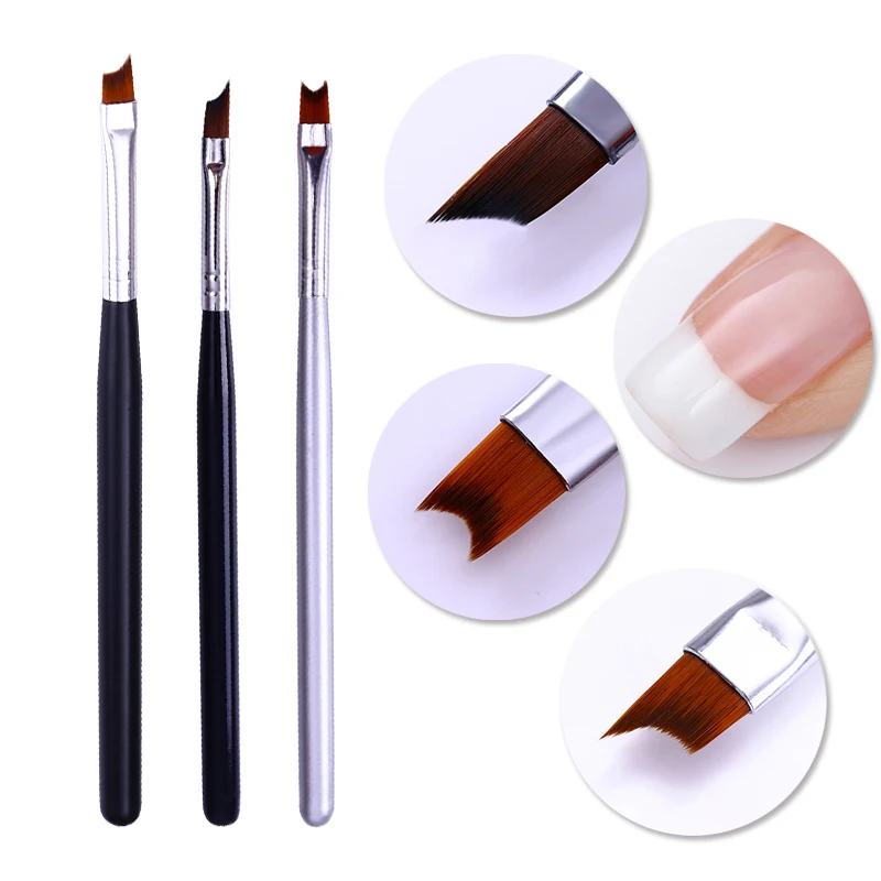 Nail Art Pens Nail Art Brushes Nail Brushes Nail Art Tools French Tip Nail Brush Silver Black Handle Half Moon Shape Acrylic Painting Drawing Pen