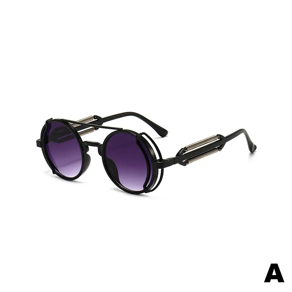 Mode Trendy Punk Steampunk Sonnenbrille Doppel Frühling Sonnenbrille Gothic Stil Runde Sonnenbrille UV400 Schutz Brillen 1 stücke – Detail 6