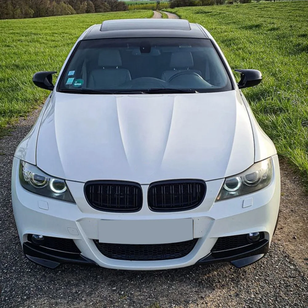 A61E-Glossy Black Front Bumper Lip Corner Cover Trim Lower Protector Splitter Spoiler for-BMW E90 320I 330I M-Tech LCI 09-12