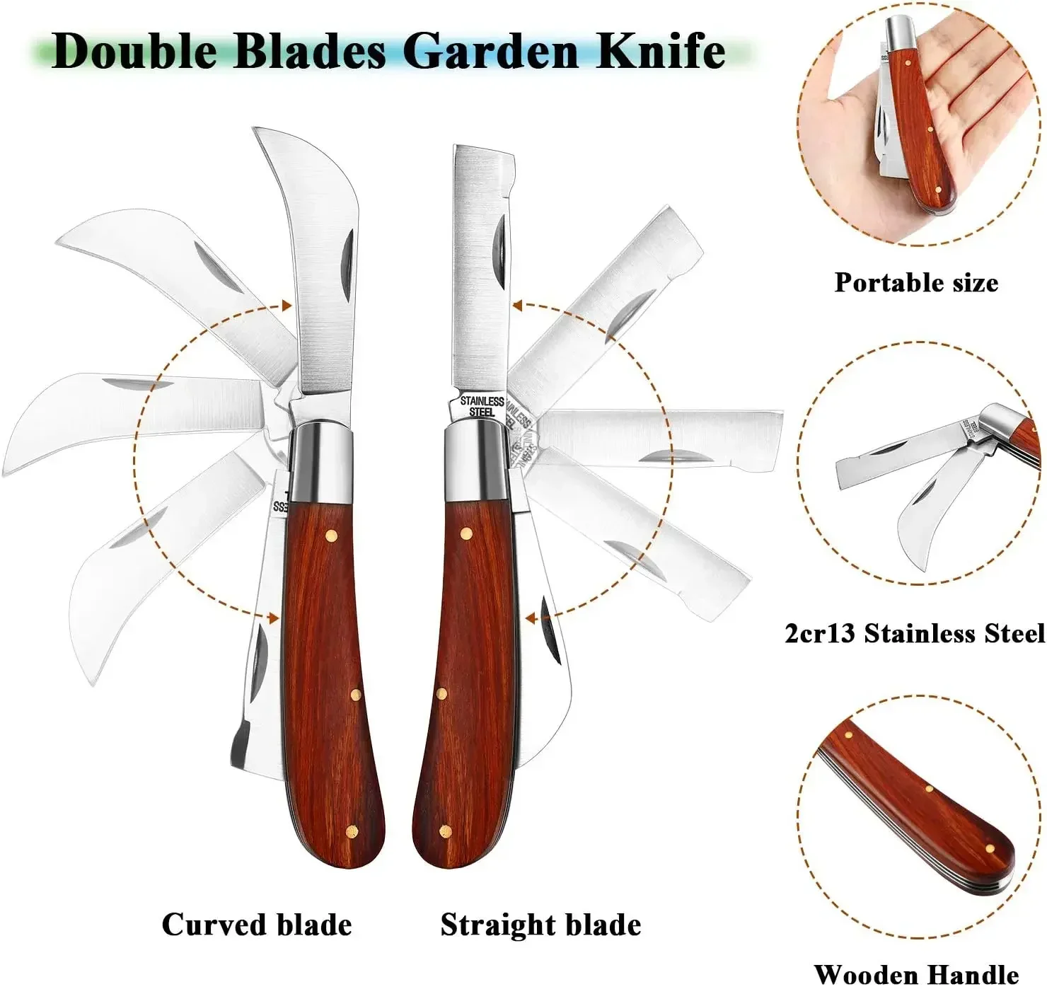 Folding Grafting Knife Grafting Tools Stainless Steel Folding Pruning Knife Bud Grafter Fruit Tree Plant Grafting Pruning Tool